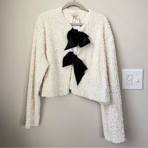 XXL-H&M Cream Sequin Bow Jacket-NWT